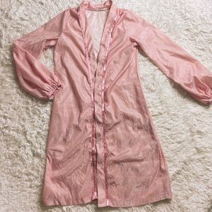 Metallic Striped Pink Robe Cardigan Duster | Carmin Dolls Kill